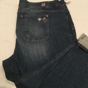 Democracy Distressed Cropped w/embroidery size 24